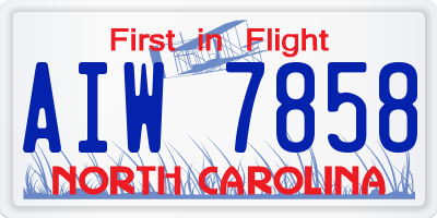 NC license plate AIW7858