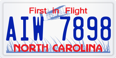 NC license plate AIW7898