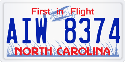 NC license plate AIW8374