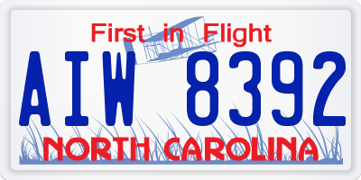 NC license plate AIW8392