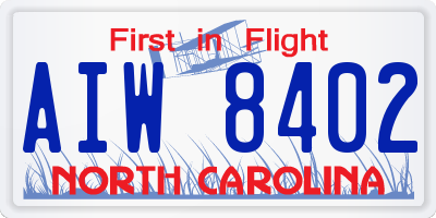 NC license plate AIW8402