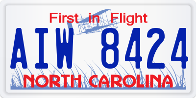 NC license plate AIW8424