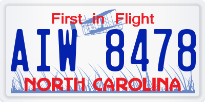 NC license plate AIW8478