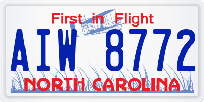 NC license plate AIW8772