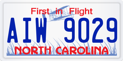 NC license plate AIW9029