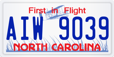 NC license plate AIW9039
