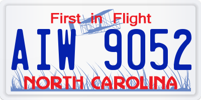 NC license plate AIW9052