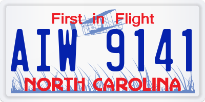 NC license plate AIW9141