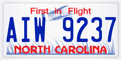 NC license plate AIW9237