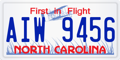 NC license plate AIW9456
