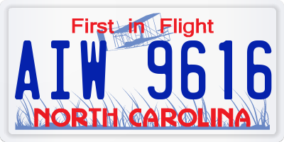 NC license plate AIW9616