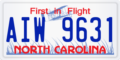 NC license plate AIW9631