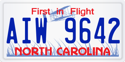 NC license plate AIW9642