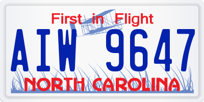 NC license plate AIW9647