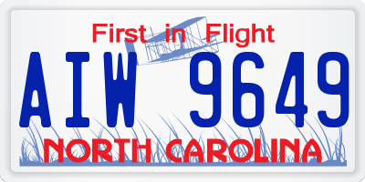 NC license plate AIW9649