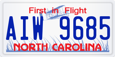 NC license plate AIW9685
