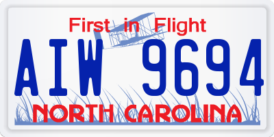 NC license plate AIW9694