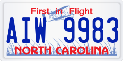 NC license plate AIW9983