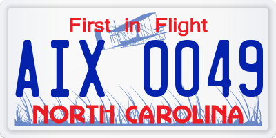 NC license plate AIX0049
