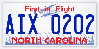 NC license plate AIX0202