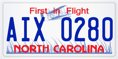 NC license plate AIX0280