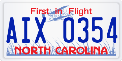NC license plate AIX0354