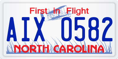 NC license plate AIX0582