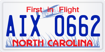 NC license plate AIX0662