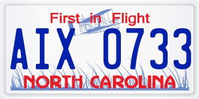 NC license plate AIX0733