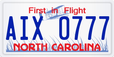 NC license plate AIX0777