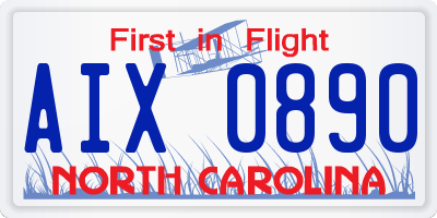 NC license plate AIX0890