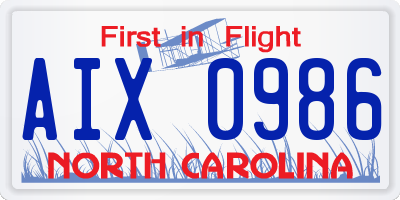 NC license plate AIX0986