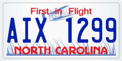 NC license plate AIX1299