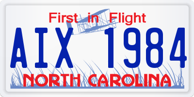 NC license plate AIX1984