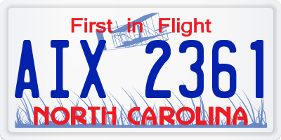 NC license plate AIX2361