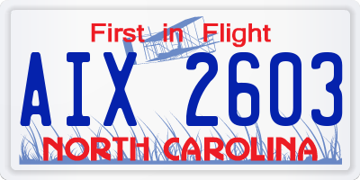 NC license plate AIX2603