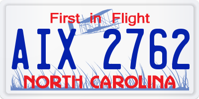 NC license plate AIX2762