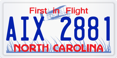 NC license plate AIX2881