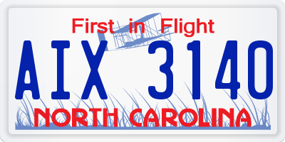 NC license plate AIX3140