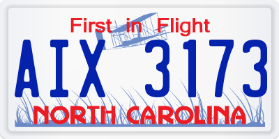 NC license plate AIX3173