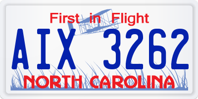 NC license plate AIX3262