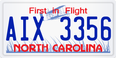 NC license plate AIX3356