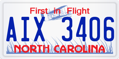 NC license plate AIX3406