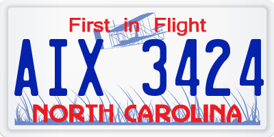 NC license plate AIX3424
