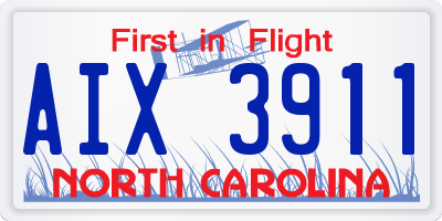 NC license plate AIX3911
