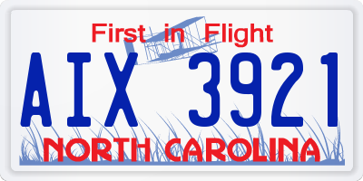 NC license plate AIX3921