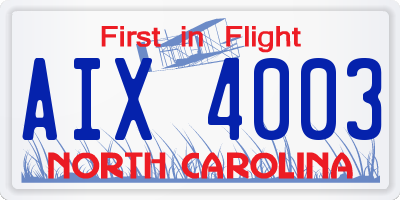 NC license plate AIX4003