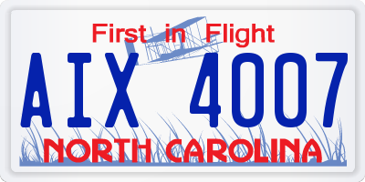 NC license plate AIX4007