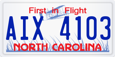 NC license plate AIX4103