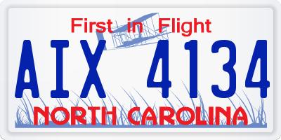 NC license plate AIX4134